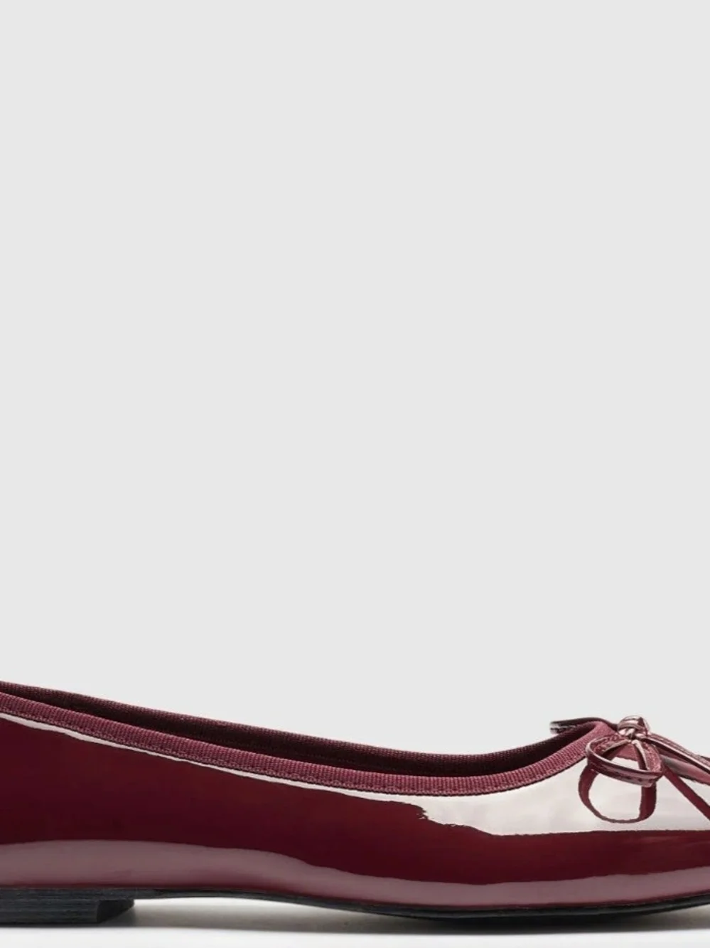Wine Square Toe Flats With Bow Detail. Adorable Shoe With Patent Finish.